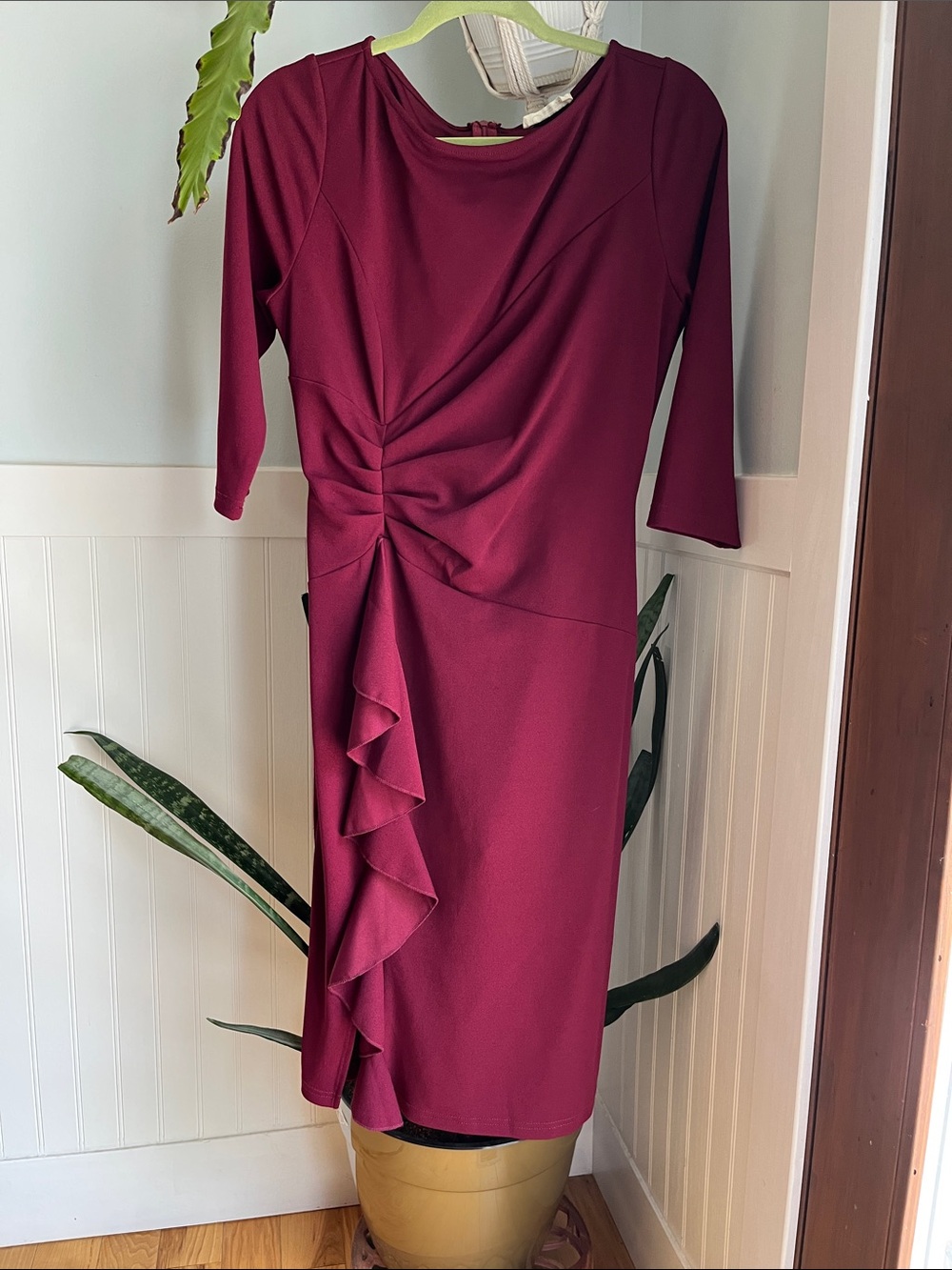 Vintage Wine Twist-Front Midi Dress
